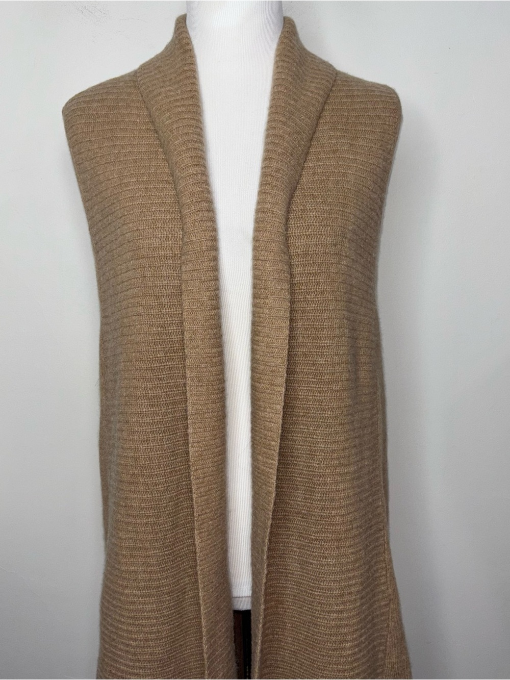 Charter Club Sleeveless Open Front Cashmere Sweater Vest M Camel Brown - Picture 7 of 13